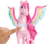 Barbie Rosa Pegasus 10 Aksesuarlı Köpek Yavrusu Dahil, Kanatlı At Oyuncağı, Işıklı Ve Sesli, Sihir D