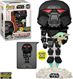 Star Wars: The Mandalorian - Dark Trooper Holding Grogu [The Child] Glow-In-The-Dark Exclusive Funko