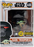 Star Wars: The Mandalorian - Dark Trooper Holding Grogu [The Child] Glow-In-The-Dark Exclusive Funko