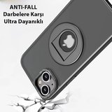 ALLY iPhone 15 Plus İçin Magsafe Uyumlu Yüzük Standlı Manyetik Silikon Kılıf-(5775)