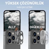 ALLY iPhone 15 Pro-15 Pro Max Metal Tempered Kamera Lens Koruyucu-(5775)