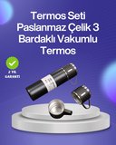 Isıyı Uzun Süre Koruyan 500 ml Termos Seti | Çelik Gövde 2 Bardaklı Hediye Kutulu