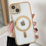 ALLY iPhone 14 6.1inç Renkli Kenar Lazer Çerçeveli Magsafe Uyumlu Silikon Kılıf-(5775)