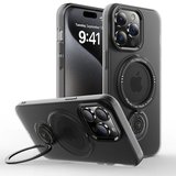 ALLY iPhone 15 Pro Max İçin Magsafe Uyumlu Standlı Manyetik Silikon Kılıf-(5775)