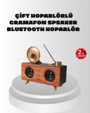 Çift Hoparlörlü Retro Bluetooth Speaker mAh Bataryalı AUX USB SD Kartlı
