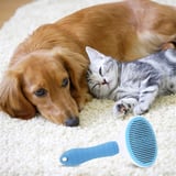 Kedi Köpek Tüy Toplayıcı Kendini Temizleyebilen Ergonomik Saplı Evcil Hayvan Tarağı Mavi (5372)