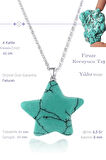 Sertifikalı Gerçek Yıldız Model Firuze (Turkuaz) Taşı Kolye - Gümüş Aparatlı