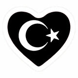 Kalp Türk Bayrağı Oto Kaput Sticker  40 x 40 cm