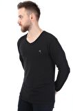 V Yaka Uzun Kol Penye t-shirt