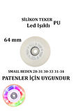 PU Silikon Teker Set 2 li 64 Mm ABEC-7 Rulmanlı Işıklı Yedek Paten Tekerleği