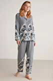 Nautıca W617 Kadın Uzun Kollu Önden Düğmeli Pijama Takımı