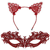 Şık Kırmızı Dantel Maske Ve Taç Seti 5 No – Maskeli Balo &amp;amp;amp; Özel Etkinlikler