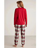 Nautıca W606 Kadın Uzun Kollu Ekoseli Pijama Takımı