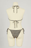 Kadın Siyah ve Leopar Detaylı Yandan Bağlamalı Bikini Takımı