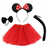 Minnie Mouse Kostüm Seti Etek Taç Kuyruk Papyon Gösteri Seti