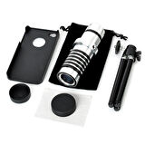 Iphone 5 5S - Iphone 4 4S Için Alüminyum 14X Optik Zoom Yakından Görüntü Çekme Dürbün