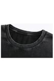 Yıkamalı Streetwear Rose Baskılı Unisex Oversize Vintage T-shirt
