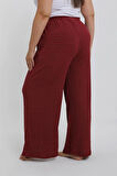 Giyim Kadın Büyük Beden Bordo Rahat Kesim Baggy Tek Alt