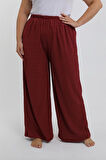 Giyim Kadın Büyük Beden Bordo Rahat Kesim Baggy Tek Alt