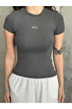 Al@ Kabartmalı Basic Andrasit Kadın T-Shirt Body