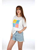 Kuş Desenli Bakılı T-Shirt
