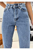 Kadın Yüksek Bel Mom Jean Kot Pantolon