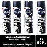 Nivea Men Deodorant Invisible Black White Original 150 ML - 4'lü Avantaj Paketi