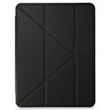 Samsung Galaxy Tab S9 Fe Plus 12.4" X610 Kılıf Standlı Karbon Kapaklı AznClrCarbon