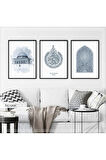 Metal Çerçeveli Gerçek Camlı Tablo İslamicB 3 Lü Set