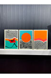 Metal Çerçeveli Gerçek Camlı Tablo SeventiesC 3 Lü Set