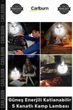 #KampLambası USB Şarjlı Güneş Enerjili Katlanabilir Taşınabilir 45 LED Solar 5 Kanatlı Kamp Lambası