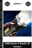 #ElFeneri Ultra Parlak COB LED Şarj Göstergeli Kamp Piknik Işıldak Multi USB Şarjlı 4 Modlu El Feneri