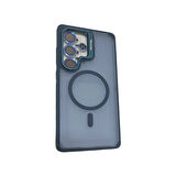 S25 Ultra Kılıf Magsafe Şarj Özellikli Standlı Teknocase Protective Kapak – Lens Koruma Hediyeli-Mavi