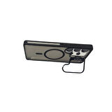S25 Ultra Kılıf Magsafe Şarj Özellikli Standlı Teknocase Protective Kapak – Lens Koruma Hediyeli-Siyah