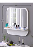 Raflı Kare 58 cm Koridor Dresuar Konsol Duvar Salon Banyo Ofis Çocuk Yatak Oda raflı Aynası