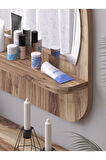 Raflı Oval 58 cm Koridor Dresuar Konsol Duvar Salon Banyo Ofis Çocuk Yatak Oda raflı Aynası