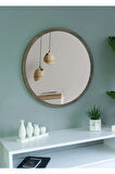 Tarz Design 45 Cm Ceviz Dekoratif Yuvarlak Antre Hol Koridor Salon Banyo Wc Ofis Aynası