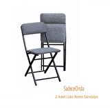 Sandalye  2 Adet Lüks Keten Gri