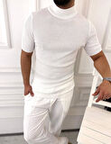Tişört Yarım Boğazlı Tişört Nefes Alabilen Terletmez Pamuklu Tshirt Slim Fit T-Shirt