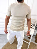 Tişört Yarım Boğazlı Tişört Nefes Alabilen Terletmez Pamuklu Tshirt Slim Fit T-Shirt