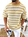 T-Shirt Nefes Alabilen Natural Pamuk Terletmez Kumaş Tshirt Oversize Örme Çizgili Tişört