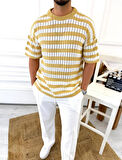T-Shirt Nefes Alabilen Natural Pamuk Terletmez Kumaş Tshirt Oversize Örme Çizgili Tişört