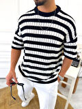 T-Shirt Nefes Alabilen Natural Pamuk Terletmez Kumaş Tshirt Oversize Örme Çizgili Tişört