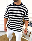 T-Shirt Nefes Alabilen Natural Pamuk Terletmez Kumaş Tshirt Oversize Örme Çizgili Tişört