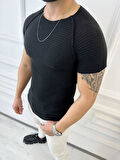 Tişört Örme Triko Tişört Nefes Alabilen Terletmez Slim Fit Dar Kesim T-Shirt