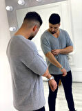 Tişört Örme Triko Tişört Nefes Alabilen Terletmez Oversize Bol Kesim Salaş T-Shirt