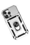 Newface Apple iPhone 14 Pro Max Kılıf Pars Lens Yüzüklü Silikon - Gümüş