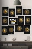 12 Parça Çerçeve Görünümlü Bitcoin Ve Altcoin Sepeti Coin Mdf Tablo Seti (80x80 Cm)