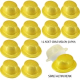 Altın Renk Simli Melon Yuvarlak Parti Şapkası  Adet