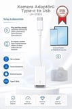 Özel Üretim Torima Kamera Adaptörü Type-c to Usb JH01515 Beyaz Mobil Okul Seyahat